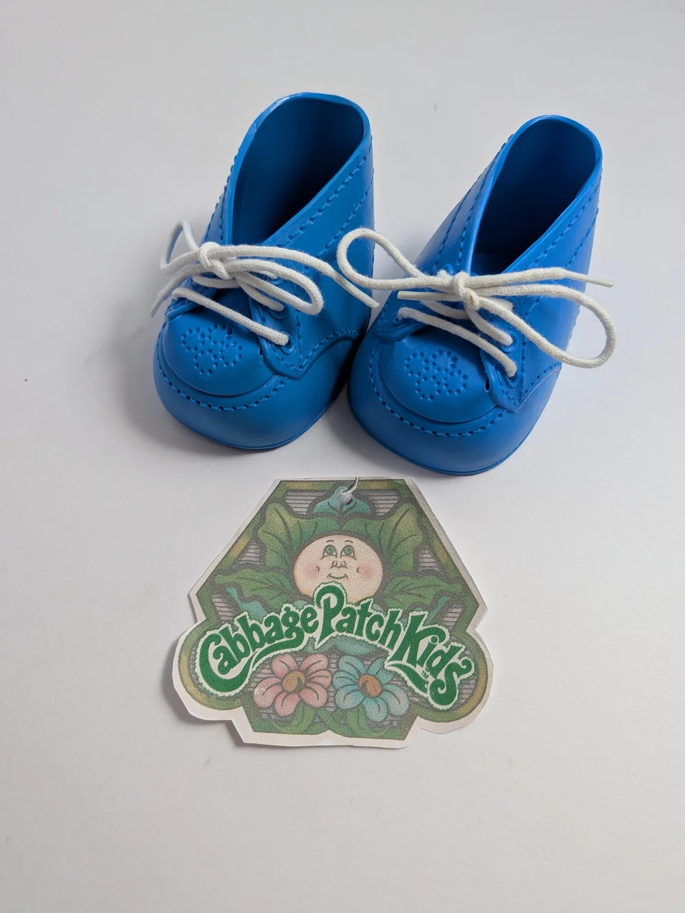 Cabbage Patch Kids Doll Shoes Blue Lace Ups Vtg CPK
